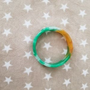 multicolour carved jade bangle